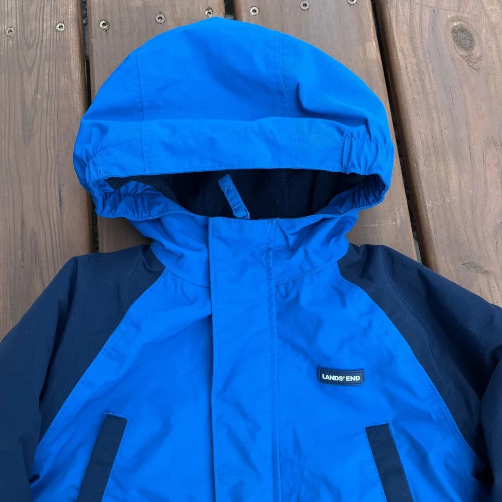 Kids Lands' End Squall Jacket Winter Coat Blue Colorblock Youth Size XXS 2-3